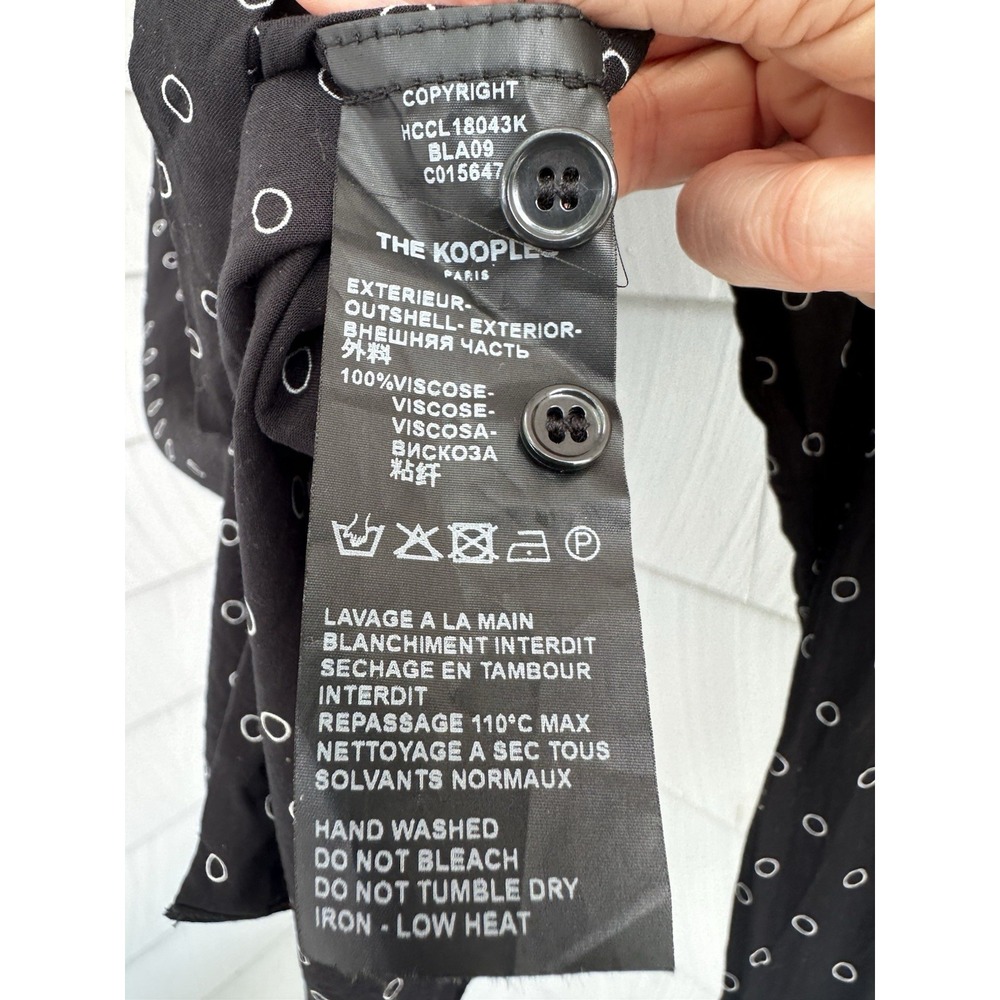 The Kooples Paris Women's Black Relaxed Button-Up Shirt Small‎ Circle Print - Picture 4 of 7